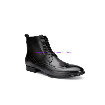 Мужские кожаные удобные деловые ботинки на шнуровке, туфли